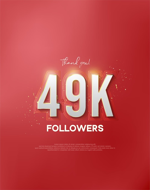Gracias 49k seguidores con números blancos envueltos en oro brillante