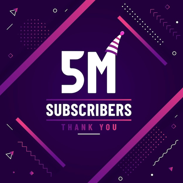 Gracias 5 millones de suscriptores 5000000 suscriptores celebración diseño colorido moderno