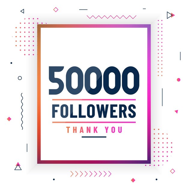 Vector gracias 50000 seguidores 50k seguidores celebración moderno diseño colorido