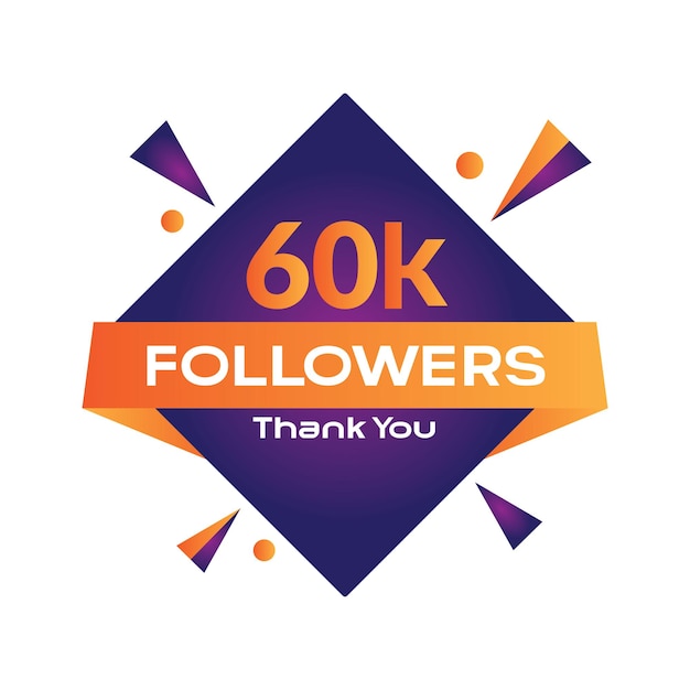 Gracias 60k seguidores diseño de plantilla gracias 60k seguidores celebración vector de diseño de plantillas