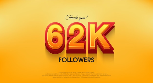 Gracias 62k seguidores Fondo de vector de diseño 3d gracias