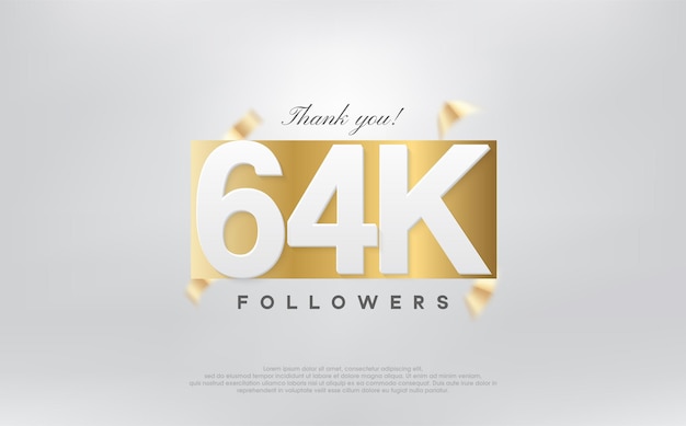 Gracias 64k seguidores diseño simple con números en papel dorado