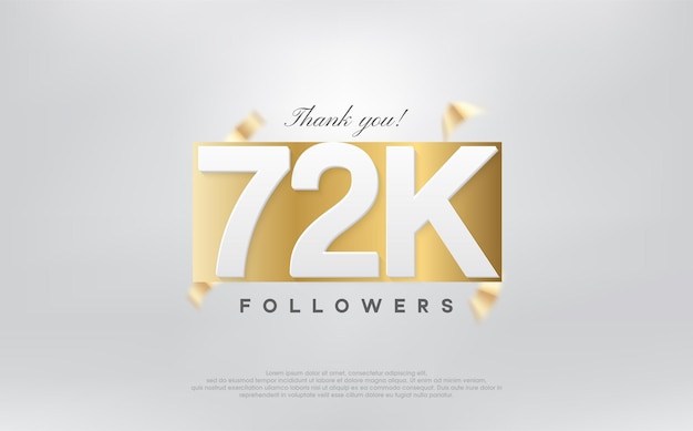 gracias 72k seguidores diseño simple con números en papel dorado