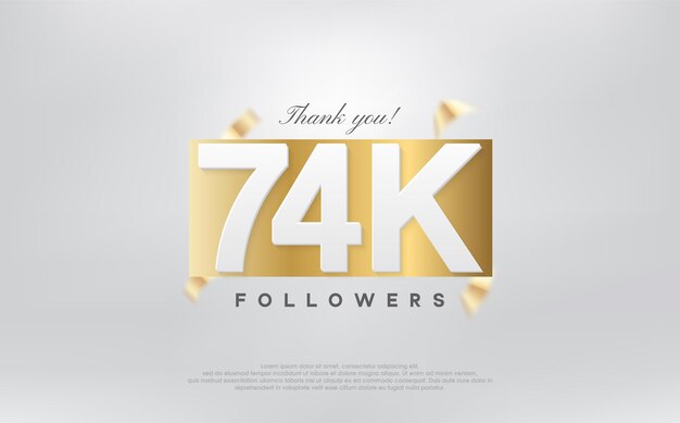 gracias 74k seguidores diseño simple con números en papel dorado