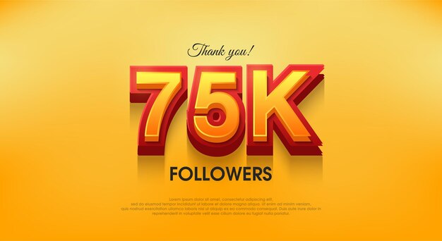 Gracias 75k seguidores 3d diseño de fondo vectorial gracias