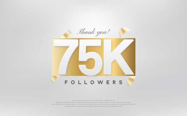 Gracias 75k seguidores diseño simple con números en papel dorado