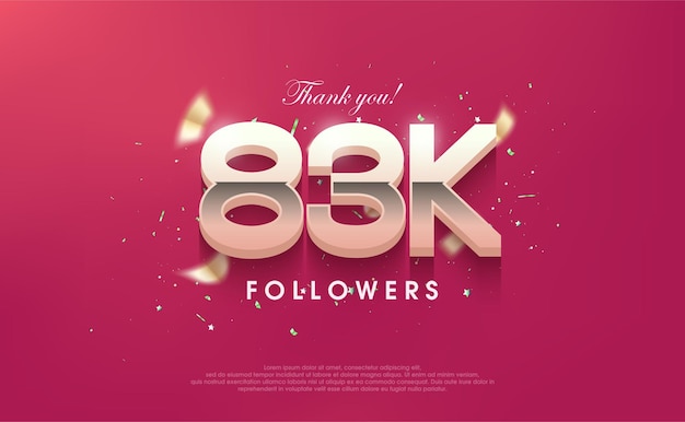 Gracias, 83.000 seguidores, diseño de fondo vectorial para publicaciones en redes sociales.