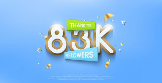 Gracias 83k seguidores saludos con temas coloridos con costosos diseños premium