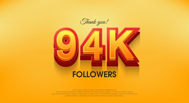 Gracias 94k seguidores 3d diseño de fondo vectorial gracias
