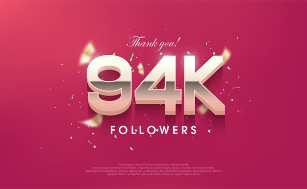 Gracias 94k seguidores diseño de fondo vectorial para publicaciones de redes sociales