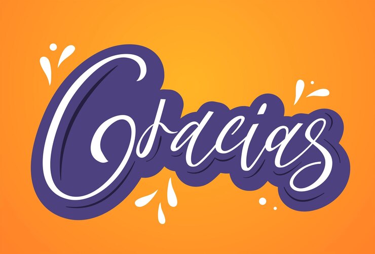 Vector gracias caligrafía texto español letras diseño de postal en estilo script vector aislado