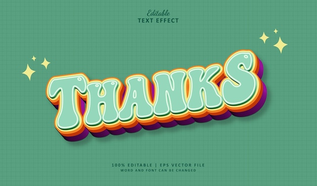 Gracias Efecto de texto editable Estilo 3D Vintage Colorido