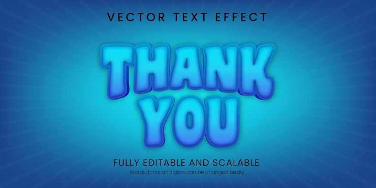 Vector gracias efecto de texto estilo 3d totalmente editable con fondo abstracto
