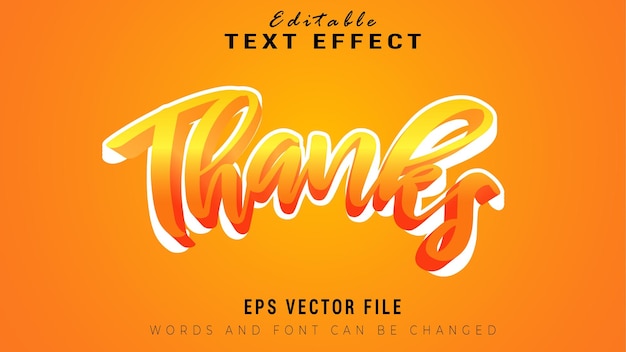 Gracias efecto de texto vectorial editable