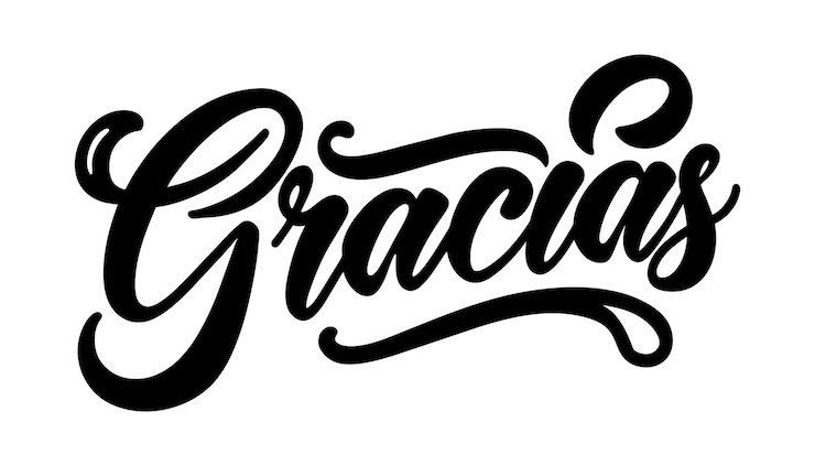 Gracias escritura a mano caligrafía en blanco y negro ilustración caligrafias modernas con pincel de fondo