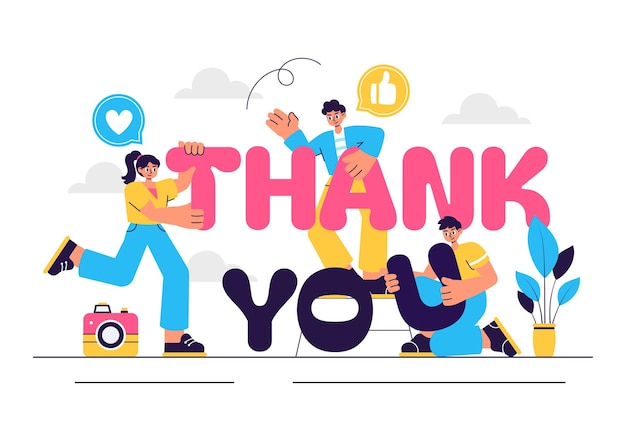Gracias Ilustración vectorial con una carta en un sobre perfecto para carteles pancartas web folletos o tarjetas en un fondo de estilo plano