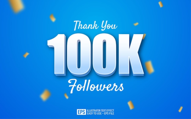 Gracias plantilla de estilo de texto de 100k seguidores