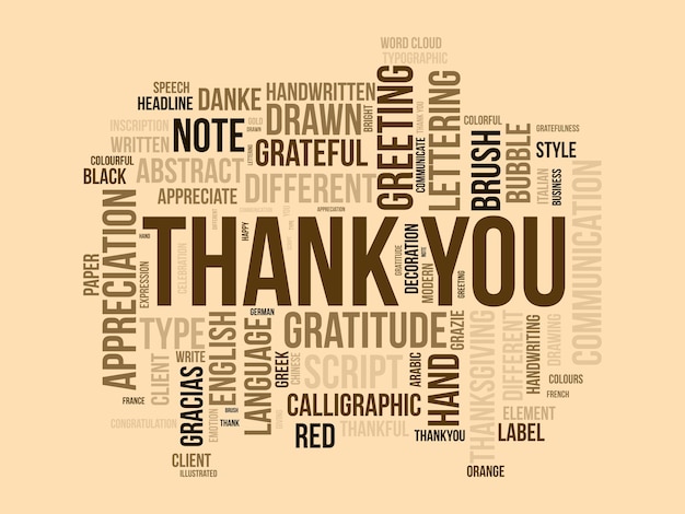 Gracias a la plantilla de wordcloud el concepto de saludo de fondo vectorial