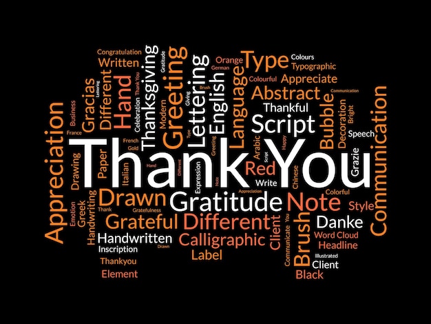 Gracias a la plantilla de wordcloud el concepto de saludo de fondo vectorial