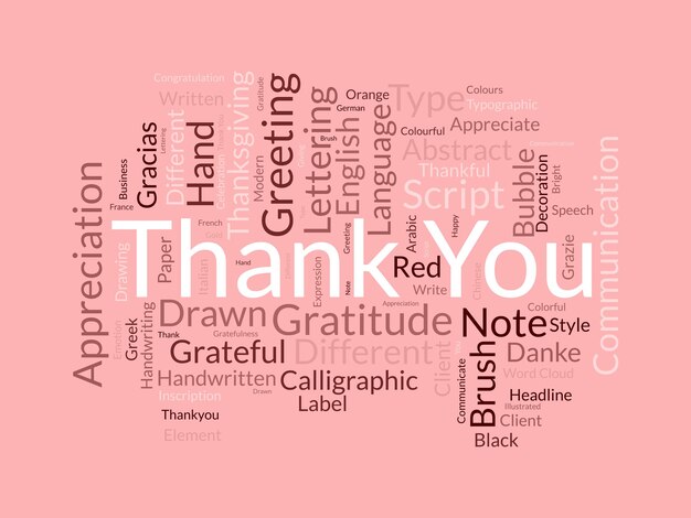 Gracias a la plantilla de wordcloud el concepto de saludo de fondo vectorial