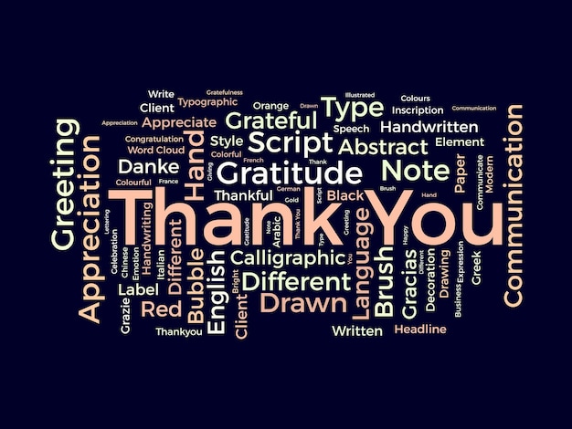 Gracias a la plantilla de wordcloud el concepto de saludo de fondo vectorial