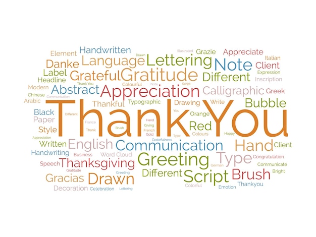Gracias a la plantilla de wordcloud el concepto de saludo de fondo vectorial