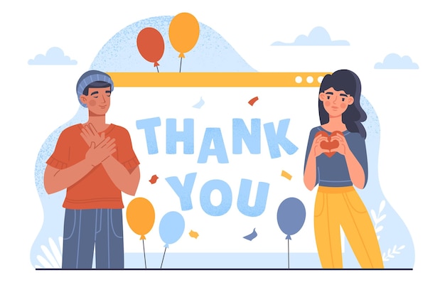 Gracias póster concepto cuidado sobre amigos y amantes felices fiestas y festivales regalo o regalo