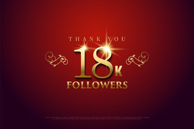 Gracias seguidores de 18k con números decorativos a derecha e izquierda.