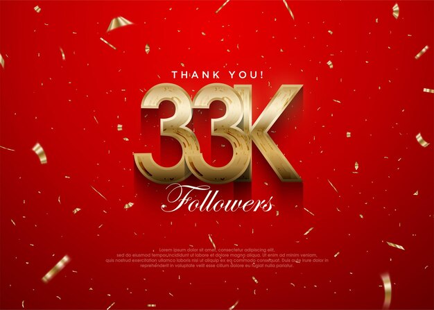 Gracias seguidores 33k cartel de banner de saludo de fondo para fanáticos