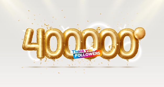Gracias seguidores pueblos 400000 grupo social en línea banner feliz celebrar Vector
