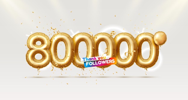 Gracias seguidores pueblos 800000 grupo social en línea banner feliz celebrar Vector