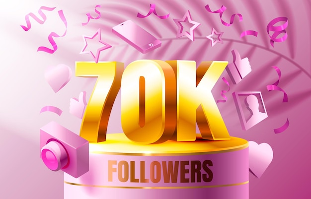 Gracias seguidores pueblos k grupo social en línea feliz banner celebrar vector