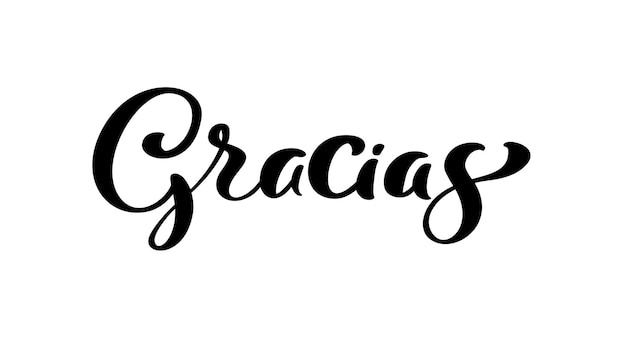 Gracias texto de letras vectoriales en español Gracias Frase dibujada a mano Caligrafía de pincel moderno manuscrita para invitaciones y tarjetas de felicitación Estampados de camisetas y afiches