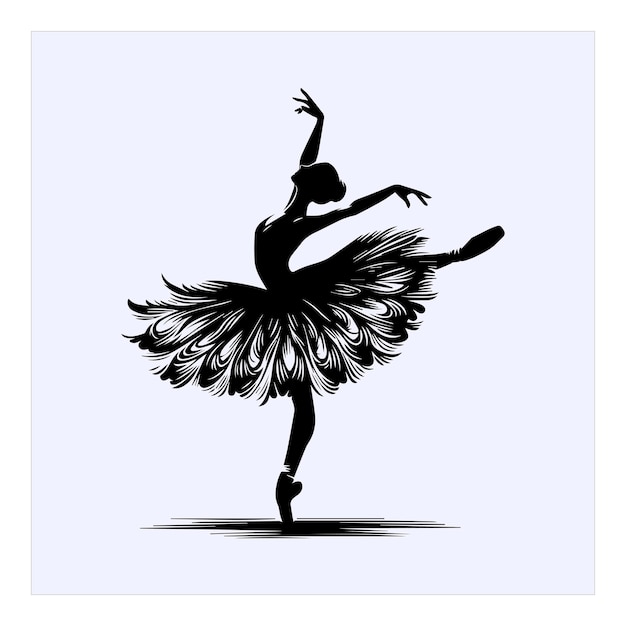 Graciosa bailarina en postura arabesca Elegante silueta Ilustración vectorial