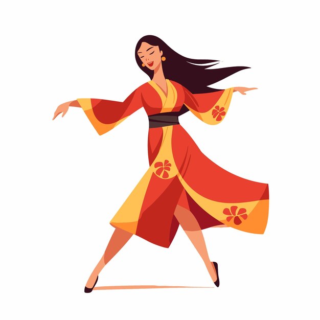 Graciosa Danza Tradicional Encantadora Mujer Sonriente Vector