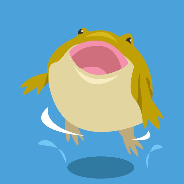 Vector graciosa rana saltando ilustración vectorial plana de dibujos animados