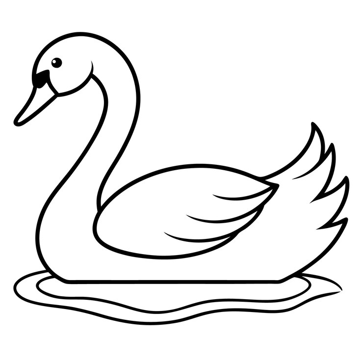 Vector el gracioso cisne deslizándose en un lago tranquilo