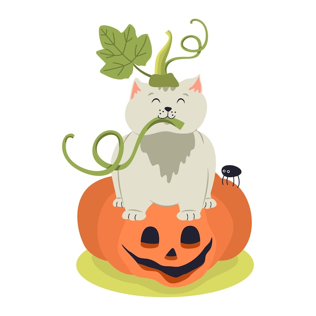 Gracioso gatito y jack o linterna Calabaza de Halloween