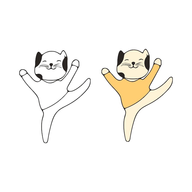 Gracioso gato garabato icono lindo mascotas vector arte sobre fondo blanco