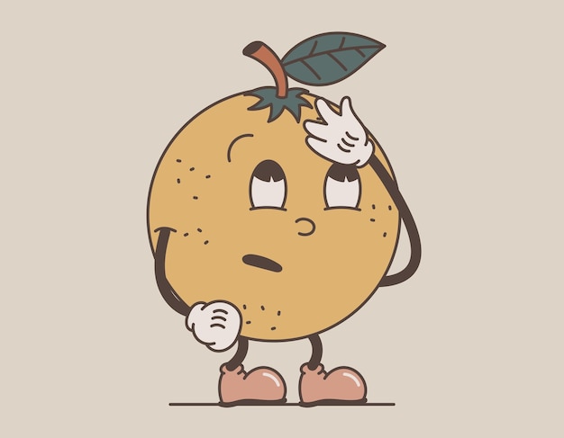El gracioso y gracioso personaje de la fruta Vector naranja rodando los ojos y haciendo una palma facial al estilo de los viejos dibujos animados