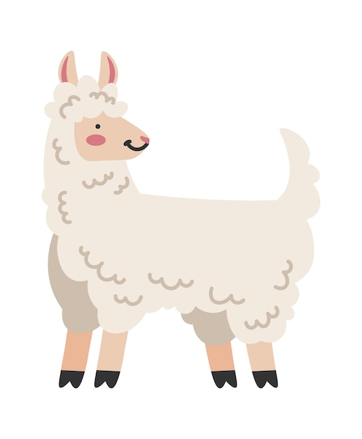 Gracioso Llama Alpaca icono Vector ilustración