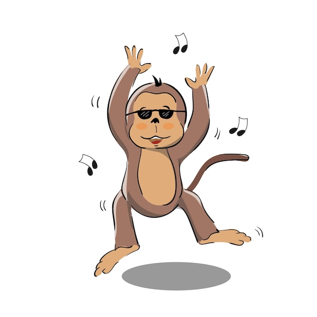 gracioso mono bailando handdrawn