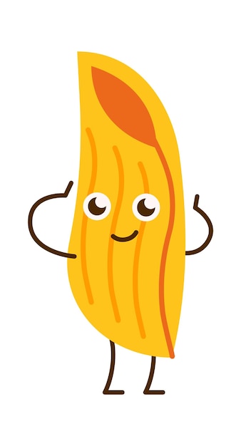 Gracioso personaje de dibujos animados de pasta macarrones italianos ilustración vectorial