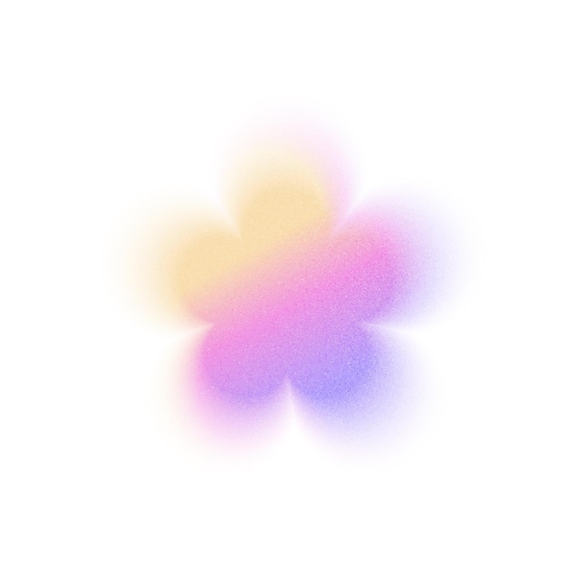 Gradación de gradiente rosado amarillo violeta forma de flor abstracta acuarela de colores borrosa malla aislada