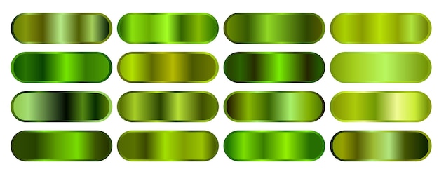 Gradación de textura de la lámina verde dorado Colección de gradientes brillantes y metálicos del vector para el marco de borde