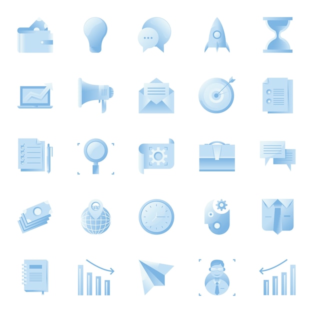 Gradient business icon collection