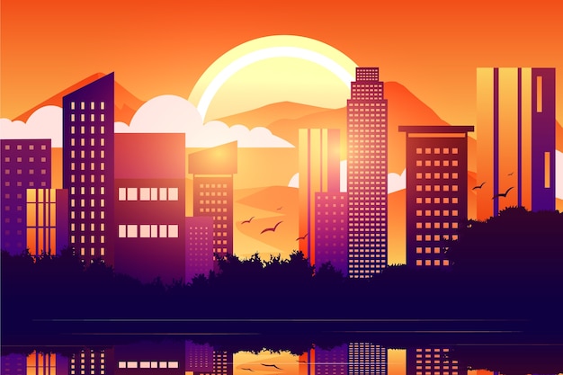 Vector gradient city background