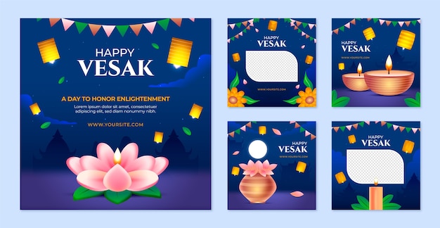 Vector gradient en instagram publica una colección para la celebración del festival de vesak