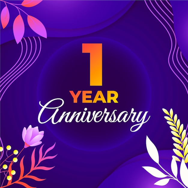 Gradiente de 1 año de aniversario o tarjeta de cumpleaños.