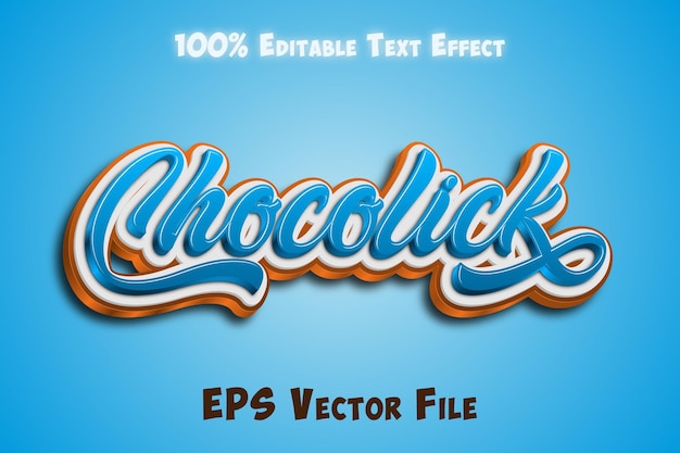 Gradiente 3D editable cremoso y chocolatado Efecto de texto vectorial Chocolick